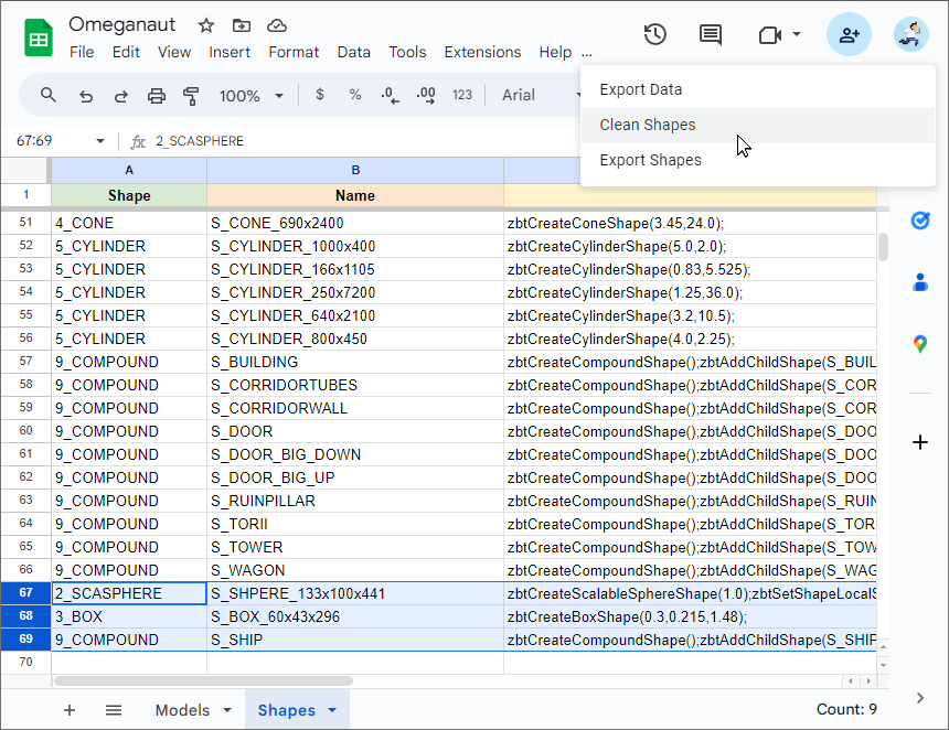 Export Omeganaut collision models from Sketchup