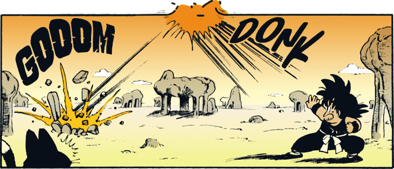 Rebond contre les paroies dans Dragon Ball