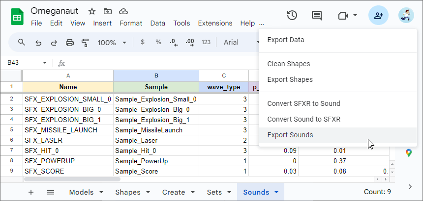 Moulinette ZGameEditor Sound Export