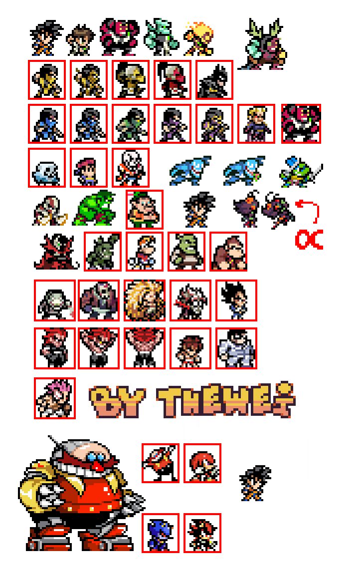 Todos estos sprites, sin contar a Goku, claro. SON PROPIEDAD DE THEWEI